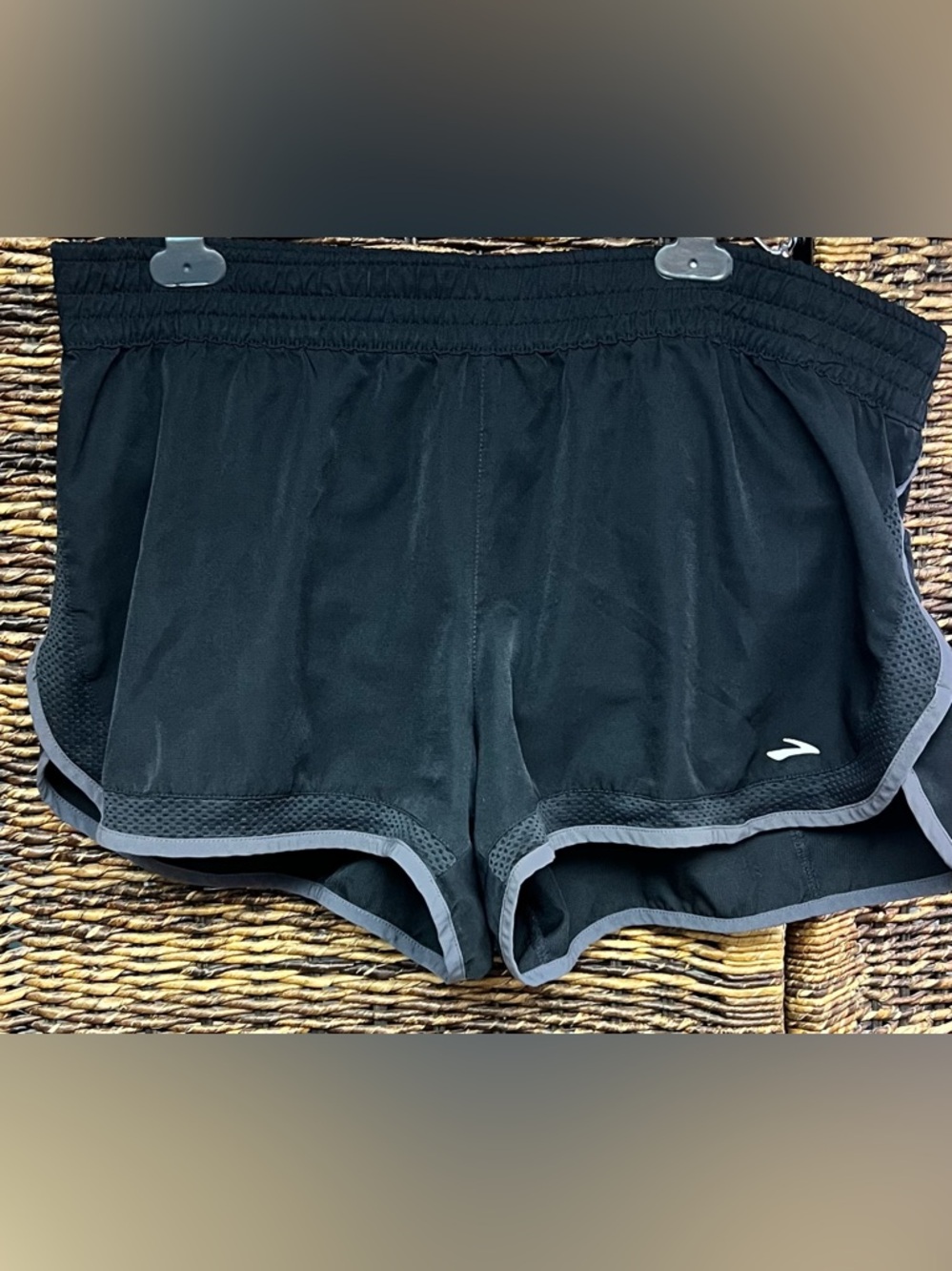 Brooks-Black Women's Athletic Running Shorts with Gray Trim- XLarge
